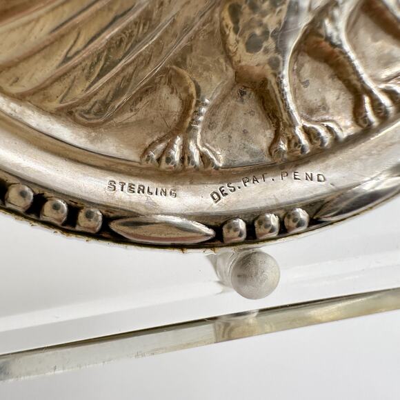 1940s Elgin American Lucite Compact | Sterling Silver Doves | NOS Puffs Included - Picture 12 of 13